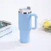Popular taza de coche de segunda generación de 40 oz, termo de acero inoxidable 304 simple para coche, portátil con pajita y asa, taza resistente al hielo