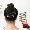 Horquilla ovalada geométrica estilo Hyun Ya de Corea del Sur, popular en Internet, con clip superior de color caramelo simple, horquilla con clip, accesorio para la cabeza, clip lateral femenino.