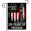 Bandera de Jardín Americana de Nuevo Modelo Transfronteriza del 250º Aniversario del Día de la Independencia, Bandera de Jardín de Lino de Doble Cara para Decoración de Patio