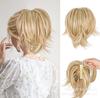 Peluca transfronteriza europea y americana con clip para cola de caballo, cabello rizado, cola de caballo corta, anilla ajustable para el cabello, peluca esponjosa, cola de caballo