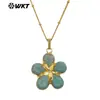 Wt-N1497 Turquesa Obsidiana y Amazonita Flor Colgante Chapado en Oro de 18 Quilates Cadena Fina Collar para Suéter de Otoño e Invierno