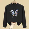 Camada de base estilosa com forro de fleece para meninas, coleção outono/inverno 2026, nova blusa infantil de manga longa, camiseta de bebê