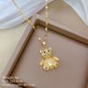 [Acero de Titanio] Oso Tridimensional de Diamantes Completos Temperamento de Lujo Ligero Magnífico Collar de Diamantes Completos Cadena Clavicular Versátil para Mujer Cadena de Acero de Titanio