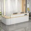 Escritorio de Recepción Clásico, Mostrador de Bar Elegante y Lujoso, Mostrador para Farmacia, Tienda de Maternidad y Bebés, Gabinete de Esquina Lacado, Mesa de Almacenamiento de Moda para Empresa