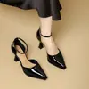 [Processamento Personalizado] Sapatos de Salto Alto com Plataforma Impermeáveis Que São Confortáveis para os Pés, Sandálias Stiletto de Bico Fino com Verniz Estilo Francês, com Tira Única e Bico Fechado