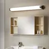 Luminária de parede frontal com espelho estilo europeu marrom para banheiro, escritório e lavabo com interruptor para ajuste de três temperaturas de cor