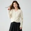 Cardigã de Malha Trançada em Cashmere de Estilo Clássico, Nova Coleção Outono/Inverno 2026, Gola Redonda, Peça de Roupa Elegante de Botão Único