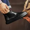 Zapatos de Caña Alta para Hombre Otoño Tendencia Marca Zapatos sin Cordones Cortos para Hombre Botas Martin Resistentes al Desgaste Uso Casual Deportivo Botas de Cuero Negras para Motocicleta