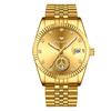 Reloj de mediana edad todo de oro, reloj de cuarzo no mecánico para hombres mayores, gran reloj electrónico impermeable y luminoso para padre de mediana edad y mayor