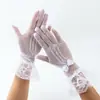 Luvas de renda pretas e brancas para noiva, vestido de rede com laço feminino transfronteiriço, luvas de alta elasticidade para casamento, performance e etiqueta