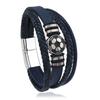 Novedad para Hombre Todo Fósforo Aleación Patrón de Fútbol Pulsera de Cuero Amazon DIY Pulsera de Cuero Multicapa Hebilla Magnética
