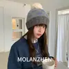 Gorro Colorido Divertido com Bolinhas Tricô Cor Dopamina Bolinhas Redondas Gorro de Tricô Quente para Casal Versátil Fofo Pom Pom