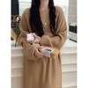 Suéter Holgado de Estilo Coreano de Talla Grande Adelgazante Retro Otoño e Invierno Combinable Vestido Largo por Encima de la Rodilla Vestido de Punto Holgado Ropa de Mujer