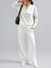 Conjunto casual deportivo de dos piezas para mujer, moda otoño e invierno 2026, transfronterizo europeo y americano, holgado, manga larga, top y pantalones de pierna ancha