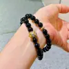 Pulseira de Ágata Negra Natural de Alta Qualidade com 8mm e Design Estiloso
