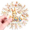 50 Pegatinas Nuevas de Conejo Lindo con Huevo de Pascua en Acuarela Transfronterizas para Botellas de Agua y Maletas, Pegatinas Impermeables