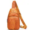 Bolsa de Pecho Retro de Cuero Genuino para Hombre de Comercio Exterior Gran Capacidad Color de Moda Bolso de Pecho Pulido Bolso Cruzado Casual para Hombre para Exteriores