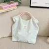 63285 Bolso de Mano de Lona con Lunares Estilo Coreano Ins a la Moda con Correa de Hombro Tejida de Colores, Bolso Tote Versátil para Estudiantes y Viajes Diarios