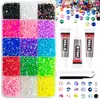 Caja de 24 compartimentos moderna y popular de diamantes de resina jelly de color AB con base plana, empaquetada para arte de uñas DIY, accesorios pequeños, venta al por mayor
