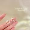 Hielo Cristal Transparente Diamante Triturado Pendientes de Tachuela Estudiante Pendientes para Mujer Temperamento Celebridad de Internet Douyin Estilo Caliente Nicho Sentido de Alta Gama Pendientes Joyería para Orejas