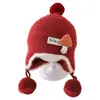 Bonito Sombrero de Doble Bola para Bebé Otoño e Invierno Cálido Grueso Tejido con Protección para Orejas para Niños y Niñas Sombrero de Lana a Prueba de Viento Moderno