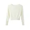 Top corto de punto de lana de yak de un hombro, suelto, de manga larga, con lazo en la cintura, para mujer, nuevo estilo de otoño, top casual versátil