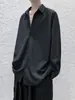 Camisa Masculina Tendência Retro Americana para Primavera e Verão, Estilo Coreano, Estilo de Hong Kong, Bonita e de Alto Padrão, Manga Longa Casual, Camisa de Seda Gelada