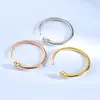 Anillo Abierto de Acero Inoxidable Estilo Europeo y Americano con Diamantes, Joyería Simple y Lujosa de Acero de Titanio, Anillo Versátil Minimalista Apilable para Mujer