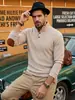Top de hombre de jacquard texturizado con cuello mao estilo americano transfronterizo con parches de manga de color contrastante, polo casual de punto de manga larga Amazon