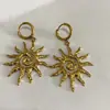 Brincos de Aço Inoxidável Transfronteiriços Europeus e Americanos High-End Ins Banhados a Ouro Brincos com Pingente Espiral de Sol Não Desbotam