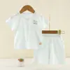 Roupa de Verão Infantil, Conjunto de Shorts com Manga Curta para Bebê, Estilo Fino, Conjunto de Manga Curta Unissex para Bebê, Sem Costura, Classe A, 100% Algodão