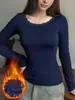 Ropa interior térmica de manga larga para mujer, capa base de otoño e invierno, transfronteriza europea y americana, ajuste ceñido, top con forro polar, cuidadosamente seleccionado y en stock