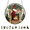 Calcetines Navideños Transfronterizos PT-TYU312 Etiqueta de Rompecabezas Acrílica Atmósfera Festiva Adorno para Colgar en la Ventana