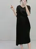 Vestido de Verano para Mujer Tallas Grandes, Corte Holgado, Adelgazante, Estilo Europeo y Americano, Moderno, Rejuvenecedor, Estilo Mamá, Vestido Fruncido