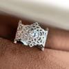 Anillo de Encaje de Lujo Ligero Estilo Francés, Moda de Gama Alta de Nicho, Anillo Abierto Versátil de Flor de Zirconia de Lujo Ligero