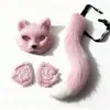 Cola de gato de juguete con orejas de gato, traje de cola de gato, zorro japonés, cosplay hecho a mano, accesorios para gato, correa, diadema