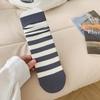 Otoño e Invierno calcetines de algodón acanalados de rayas anchas hasta la pantorrilla para mujer, combinan con todo, de moda ins, estilo preppy, calcetines de pila de media pantorrilla
