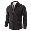 Nuevo Cardigan de Punto con Cuello Alto y Cremallera para Hombre de Comercio Exterior Otoño Invierno Color Sólido Bolsillos con Cremallera Abrigo Suéter Engrosado con Terciopelo
