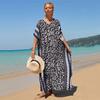 Popular Vestido de Playa con Estampado de Marca de Agua de Rayón Europeo y Americano Transfronterizo Vacaciones en la Costa Protección Solar Bikini Cubre-Traje