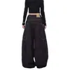 Pantalones vaqueros de diseño retro americano de bolsillo grande con dobladillo curvo para hombre y mujer, pantalones anchos bordados holgados de longitud hasta el suelo, venta al por mayor transfronteriza