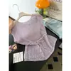 Colete Tricotado Feminino com Gola Redonda e Recortes Estilo Coreano, Novo Estilo Verão 2026, Caimento Solto, Ajuste na Cintura, Para Usar em Camadas, Top Base Estiloso