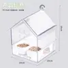 Comedero Multifuncional para Techo de Loro, Caja de Alimentación, Caja de Baño, Tina de Baño Transparente para Periquitos, Agapornis, Cacatúas, Caja de Alimentación para Pájaros