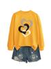 Comércio exterior europeu e americano outono e inverno nova tendência da moda três amor personalidade suéter estampado feminino gola redonda manga comprida pulôver