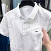 Camisa Polo de Lujo Ligero para Hombre, Camiseta de Manga Corta con Cuello de Gama Alta, Nuevo Estilo Verano 2025, Ropa para Hombre de Manga Media Bordada de Marca de Moda