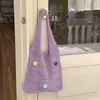 Nuevo Bolso de Hombro de Punto Holgado Calado Floral Rojo para Mujer, Bolso Tote Casual de Gran Capacidad