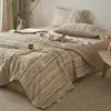 Colcha de Verão Estampada em Algodão e Linho com Estampa Naturalista, Amiga da Pele, Respirável, Absorvente de Umidade, Macia, Confortável, Simples, Colcha para Ar Condicionado para Uso em Dormitório.