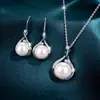 Juego de Collar y Aretes de Perlas de Agua Dulce para Mujer, Sencillo y Moderno, Estilo de Alta Gama, Cadena para Clavícula con Colgante y Aretes Conjunto de Dos Piezas
