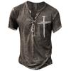 2023 comércio exterior novo masculino plus size 3D digital cross print casual collarless juventude manga curta camiseta masculina