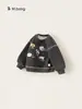 Roupa Infantil Bangxuan Moletom para Meninos Gola Redonda Solto Pulôver para Crianças Estampa de Desenho Top Infantil Casual Roupa de Outono