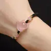 Pulsera Zorro de Cristal Rosa Cuerda Roja Tejida a Mano Cuerda de Mano Negra Pulsera de Piedra Hibisco Joyería para Novia